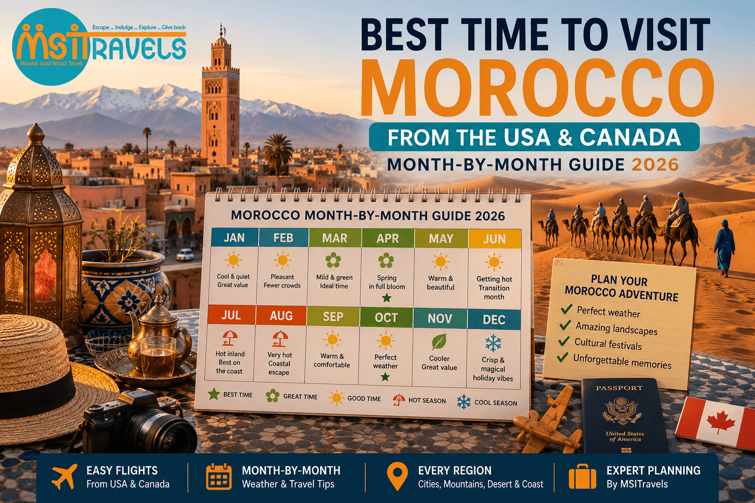 Best Time to Visit Morocco from the USA and Canada: 2026 Month-by-Month Guide