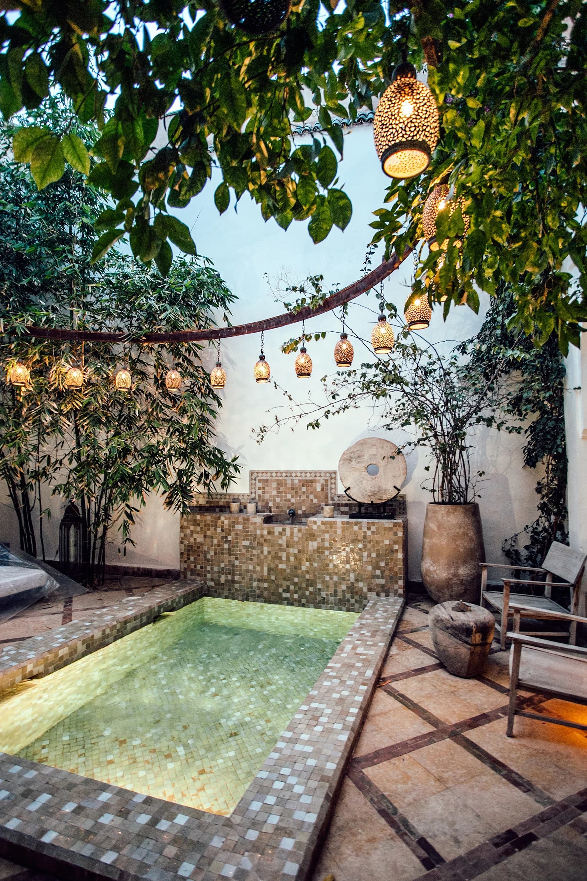 Morocco wellness retreat — private riad pool courtyard in Marrakech